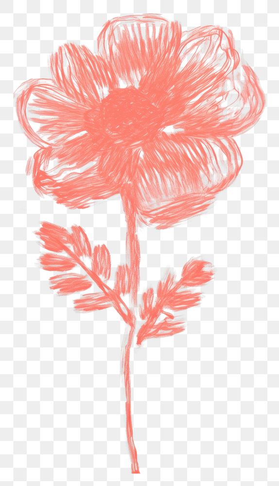 PNG  Red flower art painting pattern.