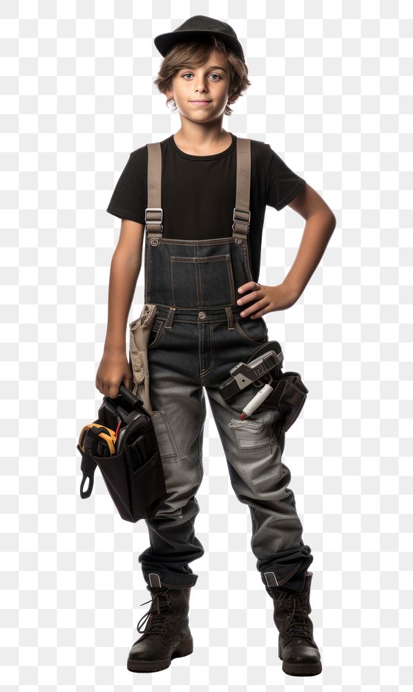 PNG Boy handyman costume white background architecture.