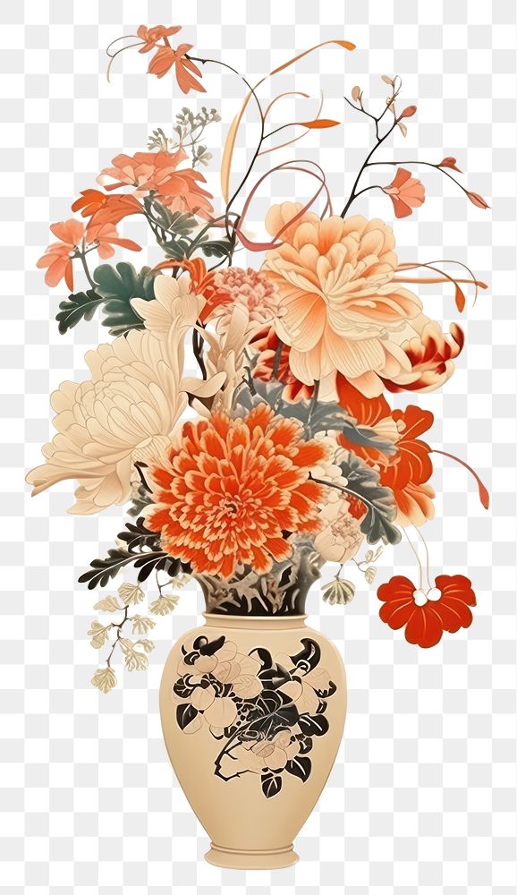 PNG Flowers in vase art pattern plant.