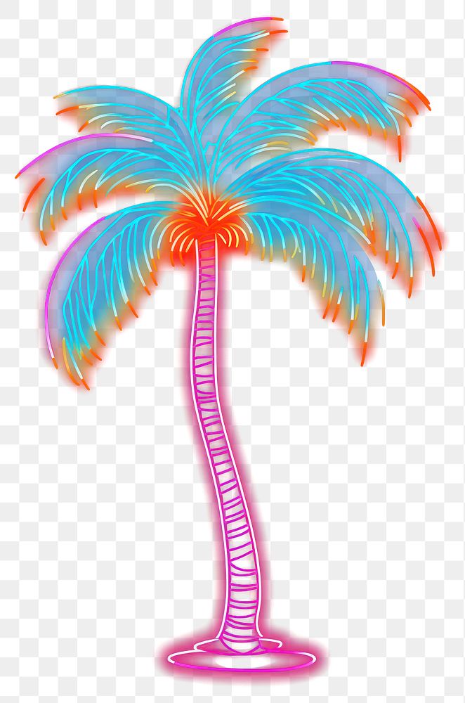 PNG Palm tree neon fireworks pattern.