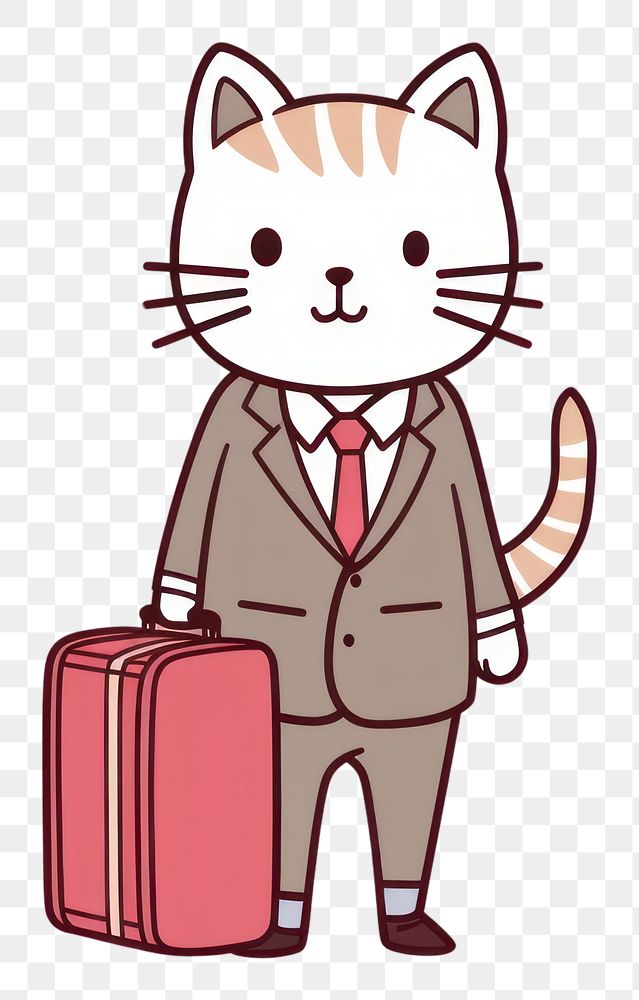 PNG Cat suitcase luggage cartoon.