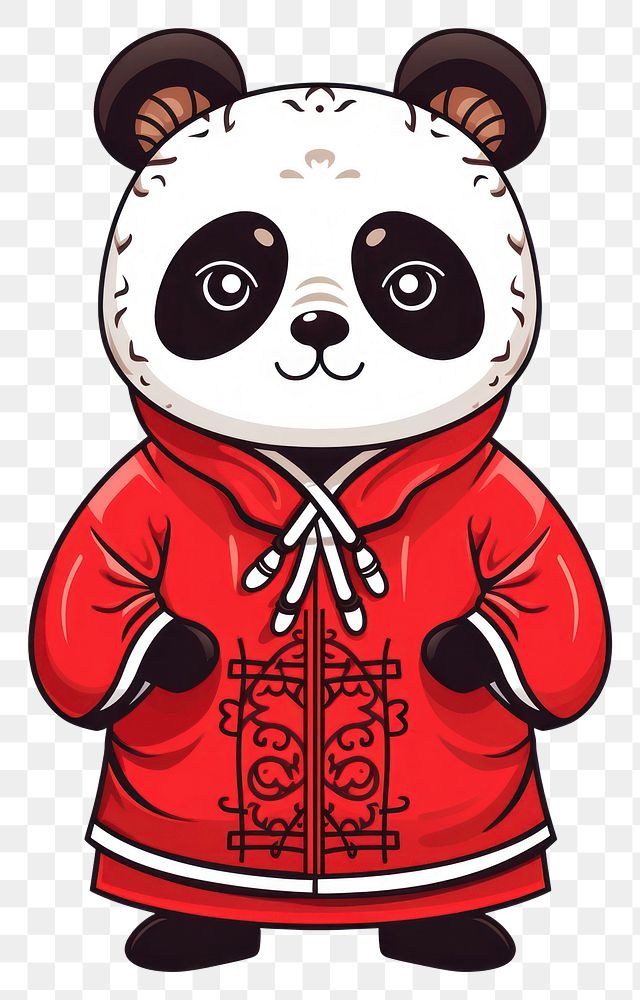 PNG Chinese panda white background representation.