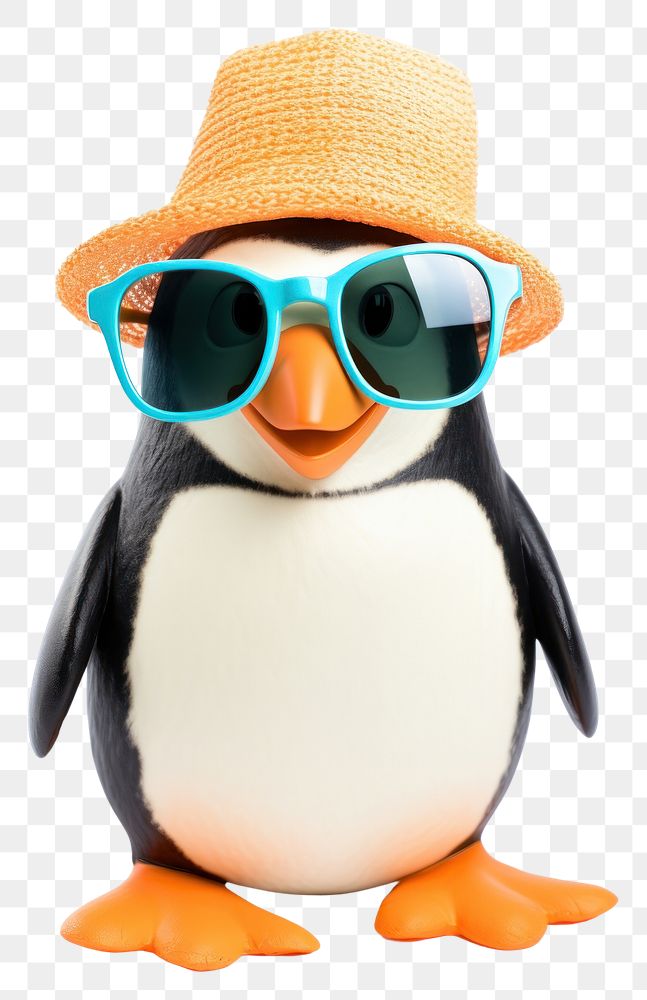PNG Penguin sunglasses bird white background.