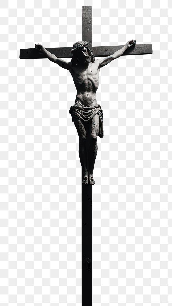 PNG  Jesus cross monochrome crucifix black.