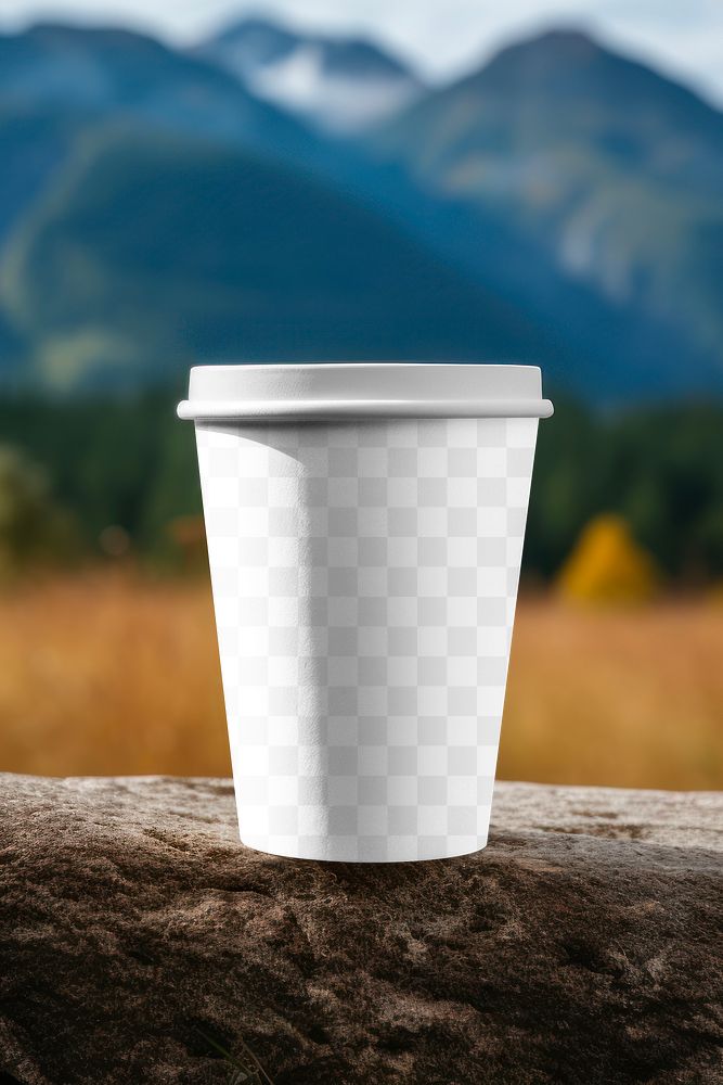 Disposable coffee cup png product mockup, transparent design