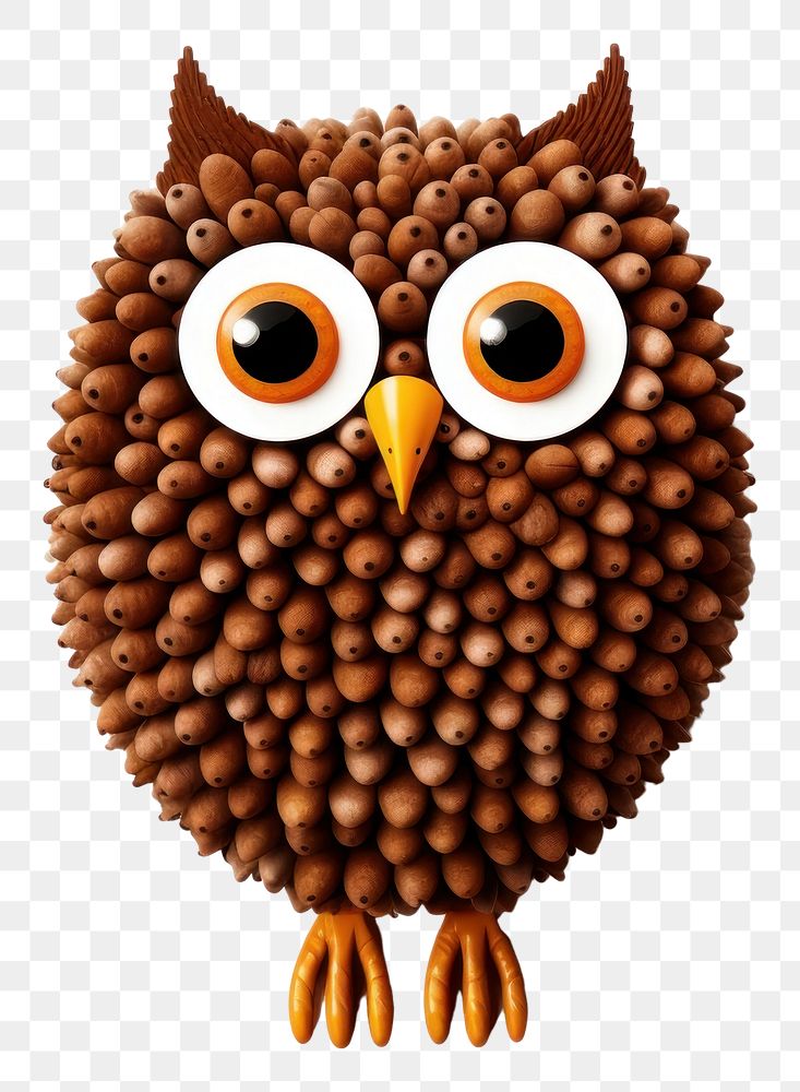 PNG Cute brown owl crayon animal bird food.