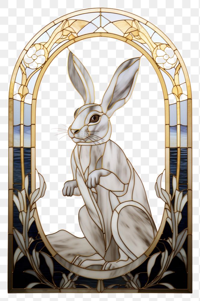 PNG Minimal arch art nouveau of rabbit in animal mammal glass.