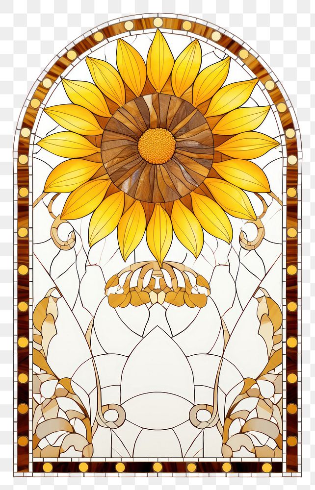 PNG Minimal arch art nouveau of sunflower glass architecture creativity.