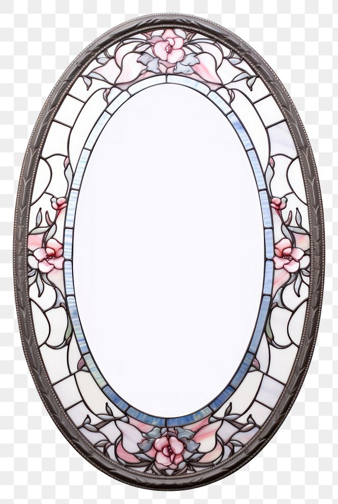 PNG Oval botanical mirror glass oval.