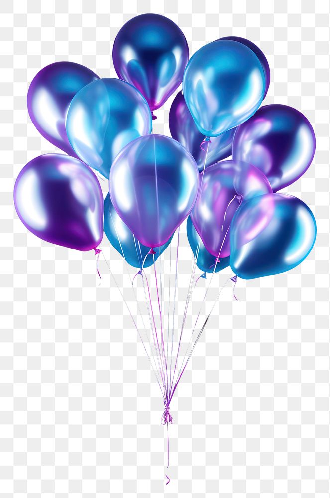 PNG Neon balloons party purple violet illuminated.