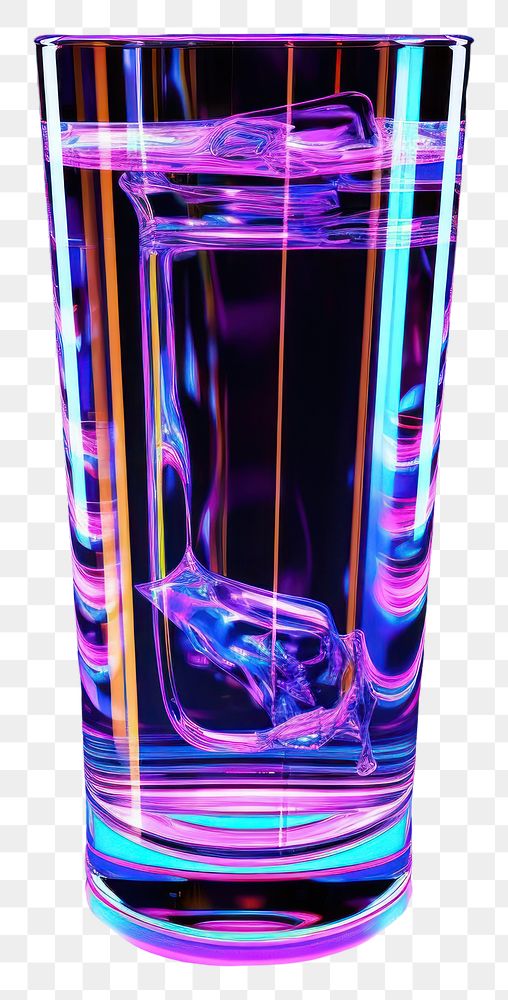 PNG Neon beer glass light purple illuminated.