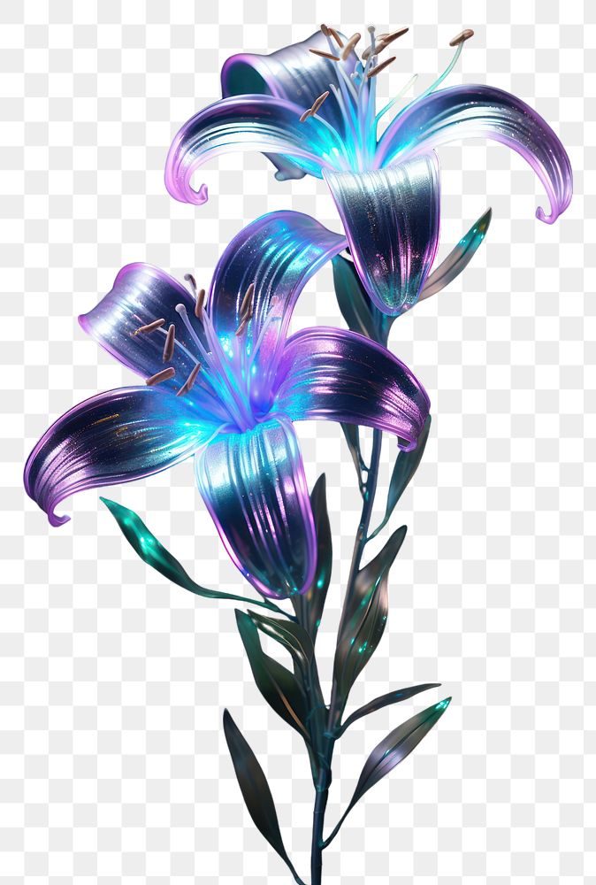 PNG Neon lily flower light plant.