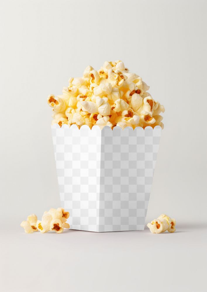 Popcorn paper box png product mockup, transparent design