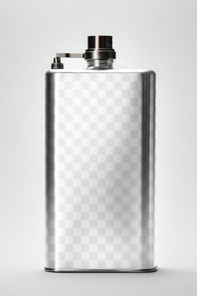 Stainless steel flask png product mockup, transparent design