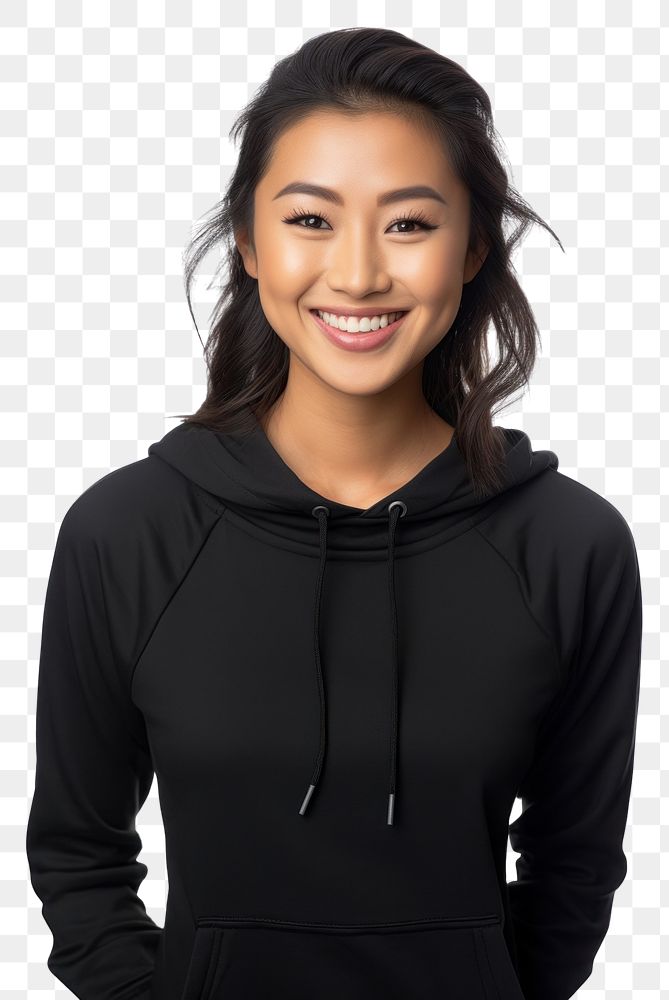 PNG Black sports clothes sweatshirt portrait smile.