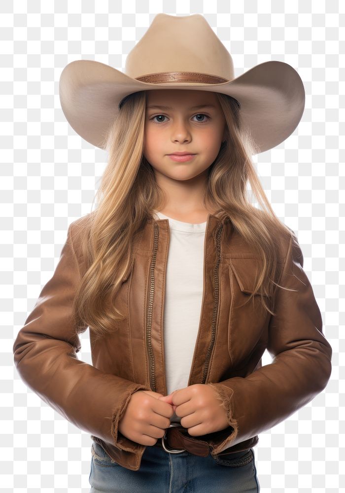 PNG American girl cowboy jacket adult hat.