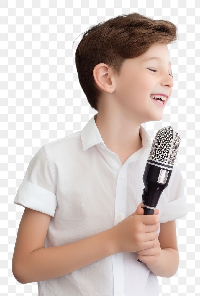PNG Two boys singing their hearts out microphone karaoke white background.