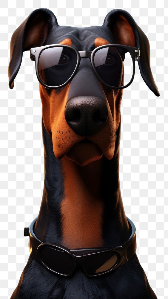 PNG 3D cartoon doberman glasses dog sunglasses.