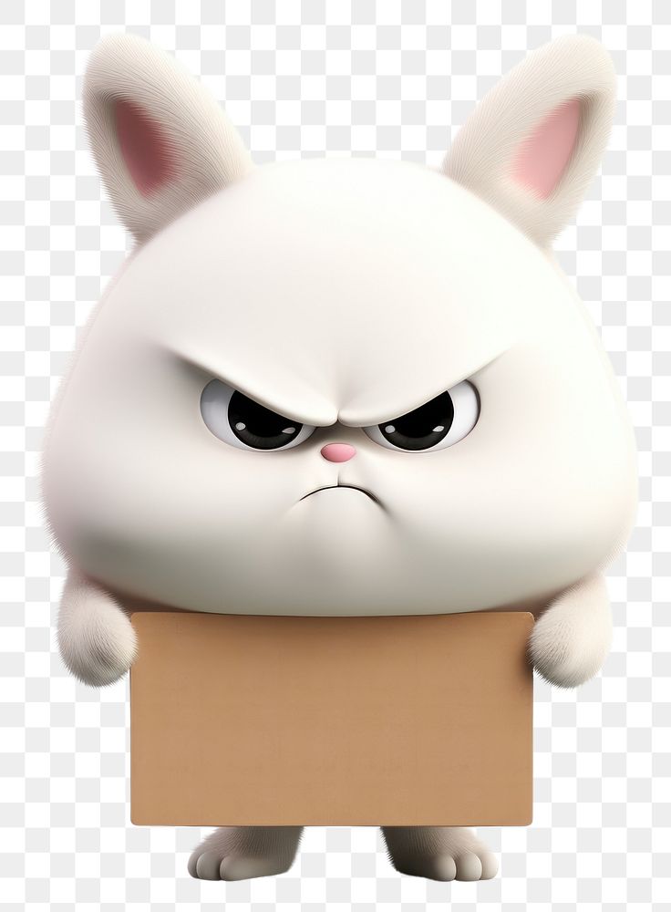 PNG Angry bunny cardboard white representation.