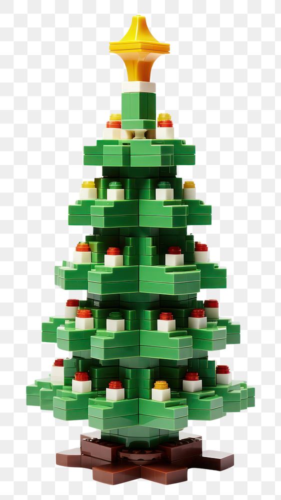 PNG Christmas tree bricks toy white background celebration decoration.