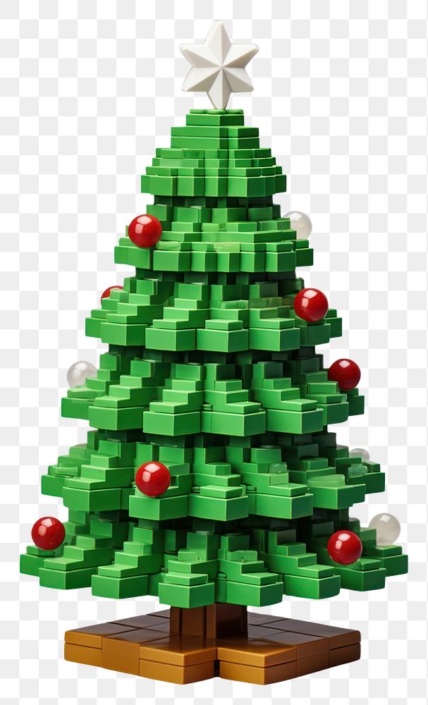 PNG Christmas tree bricks toy plant white background celebration.