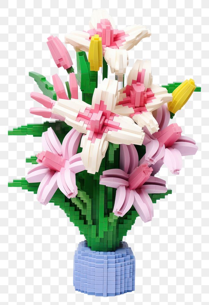 PNG Lily bouquet bricks toy art blossom flower.
