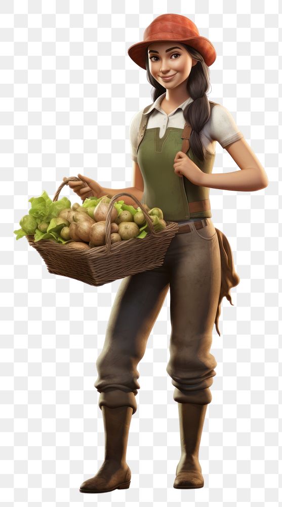 PNG Vegetable portrait holding basket.