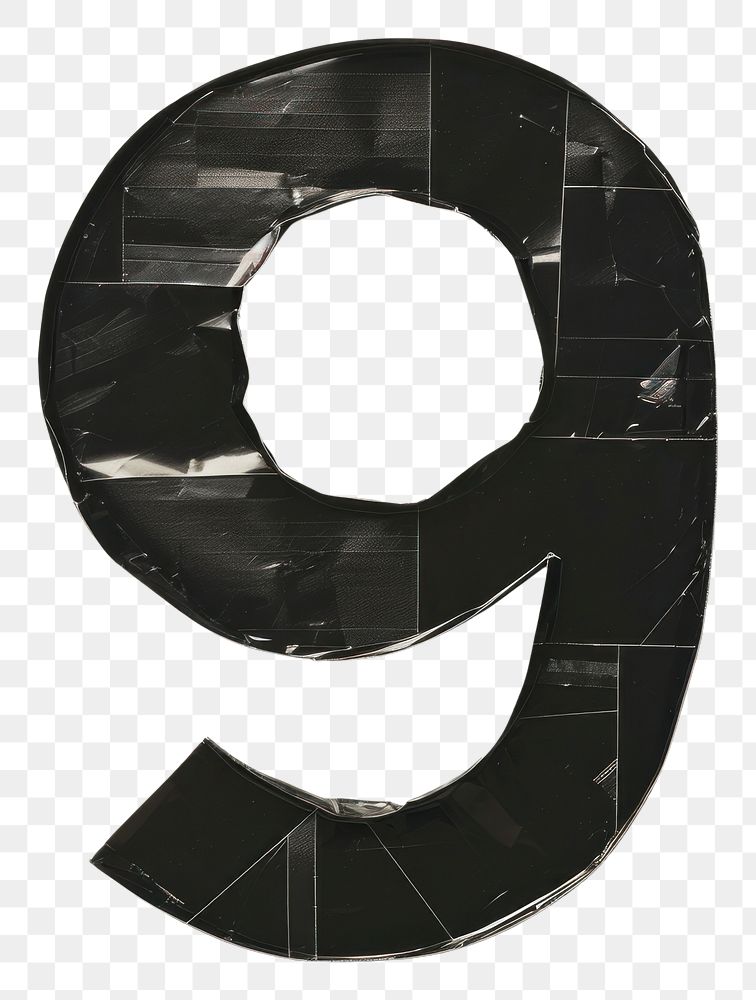 PNG Tape letters number 9 black pattern circle.