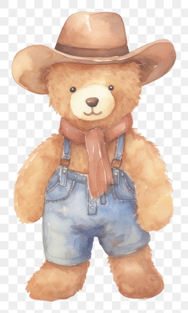 PNG  Teddy bear cowboy brown toy.