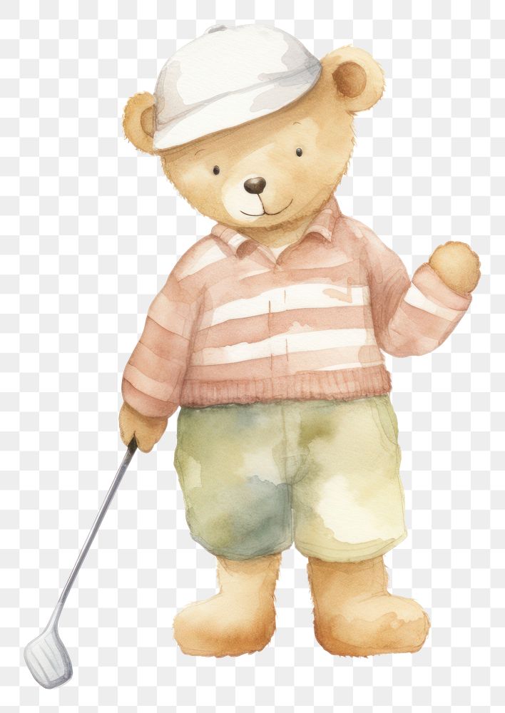 PNG  Teddy bear golf cute toy.