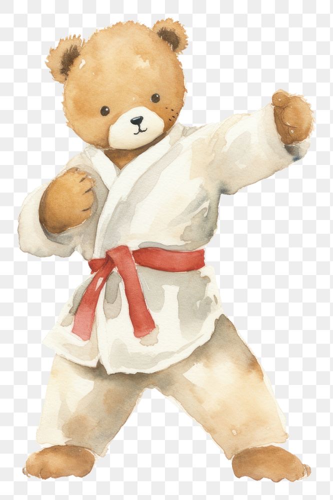 PNG  Teddy bear karate cute toy.