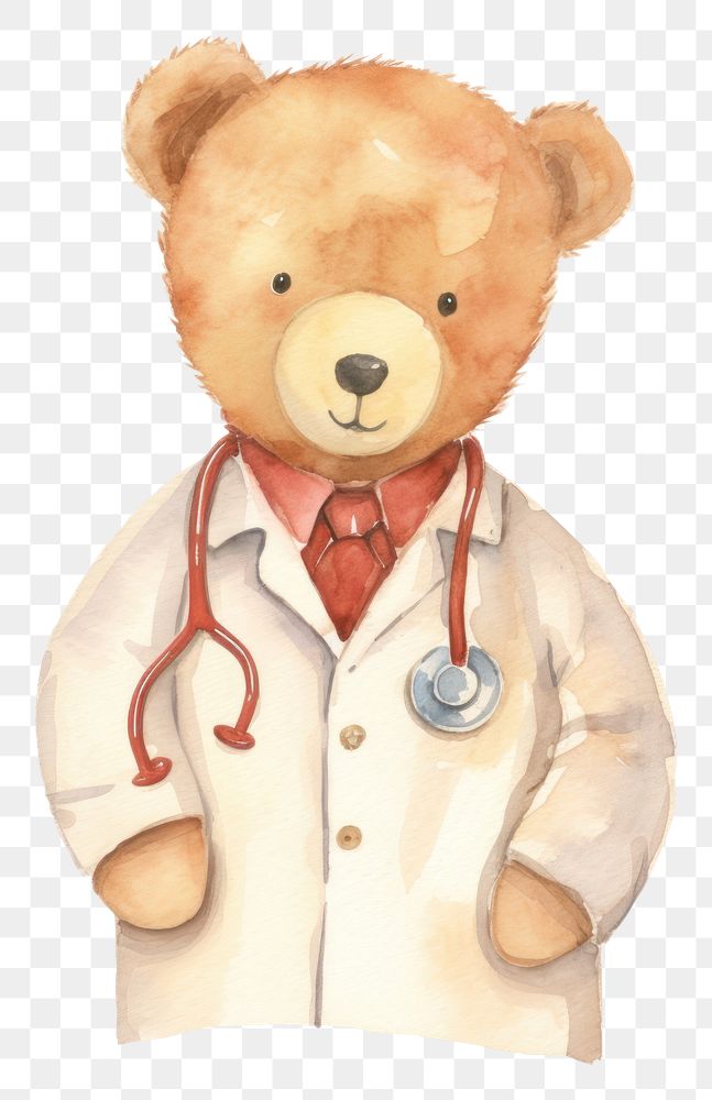 PNG  Teddy bear doctor cute toy.