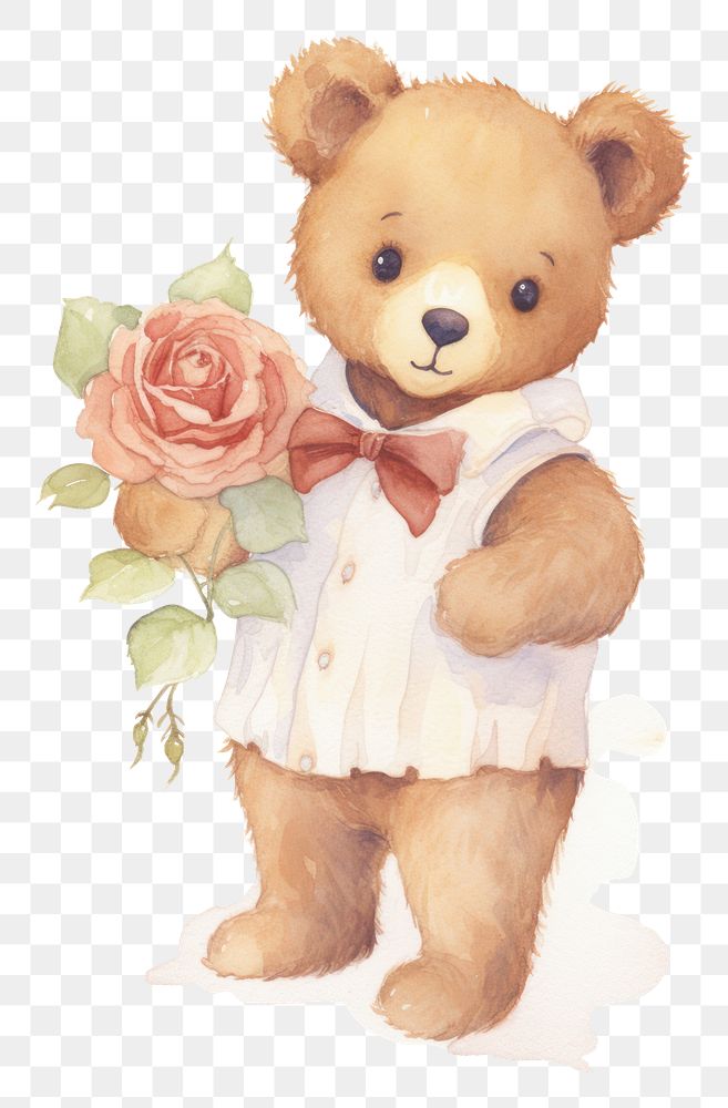 PNG  Teddy bear rose cute toy.