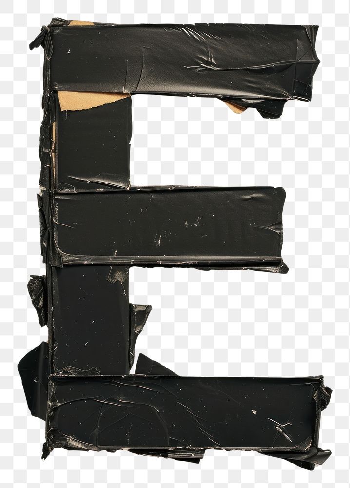 PNG Tape letters E black damaged pattern.