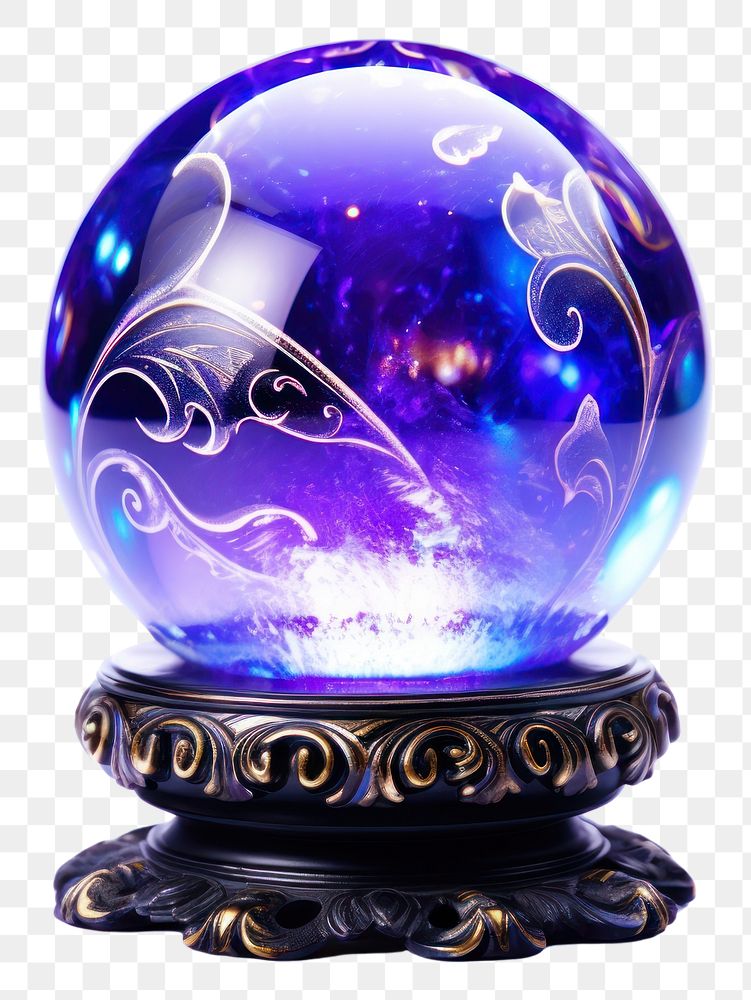 PNG Crystal ball magic sphere purple illuminated.