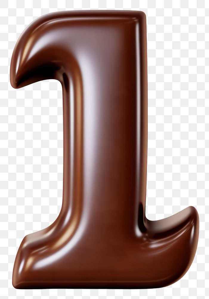 PNG Letter 1 chocolate dessert brown.