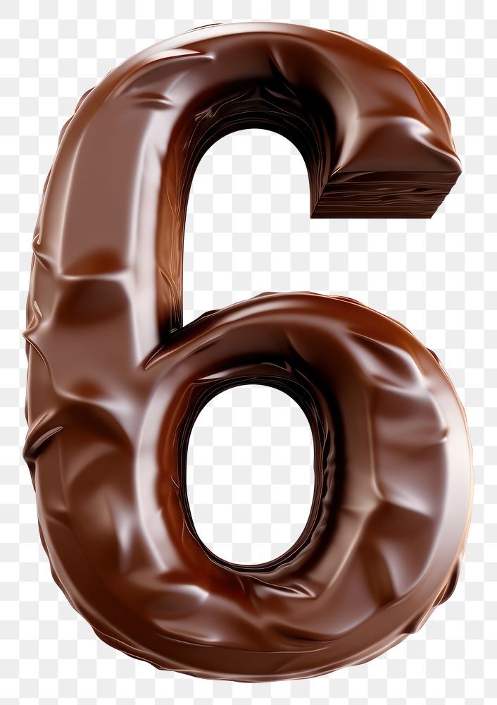 PNG Letter 6 number text chocolate.