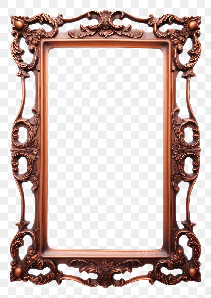 PNG Brown frame vintage mirror white background architecture.