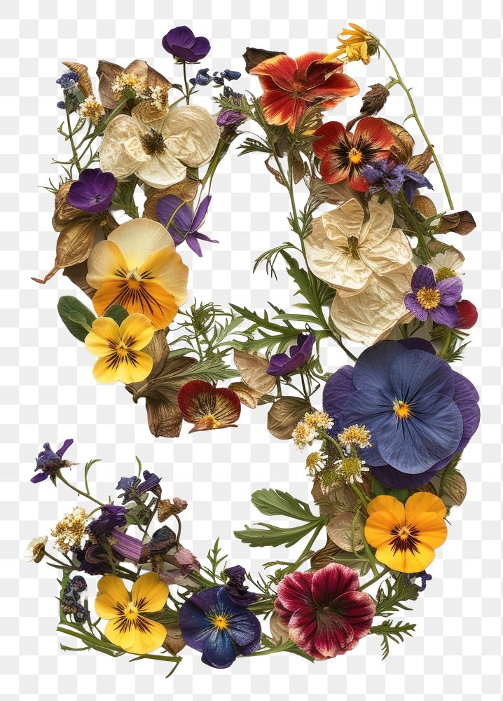 PNG Alphabet Number 9 font flower plant art.