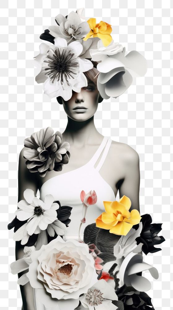 PNG Collage of flowers portrait fashion plant.