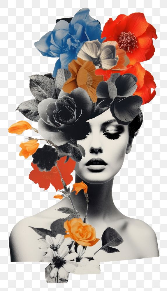 PNG Collage of flowers portrait fashion petal.