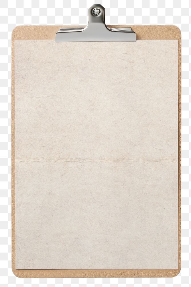 PNG blank paper on brown clipboard, transparent background
