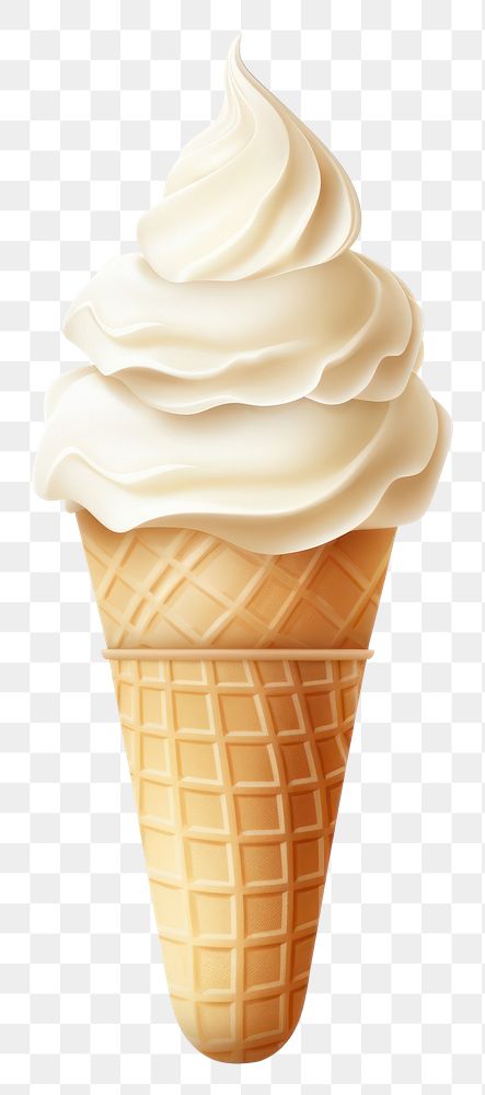 PNG A vanilla ice cream cone dessert food white background.