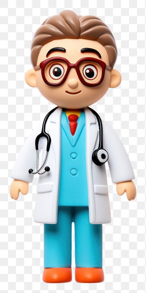 PNG Doctor toy white background anthropomorphic.