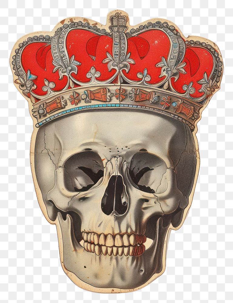 PNG Skull wearing the crown jewelry representation accessories.