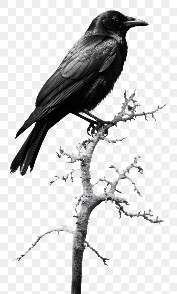 PNG A crow on a tree animal black bird