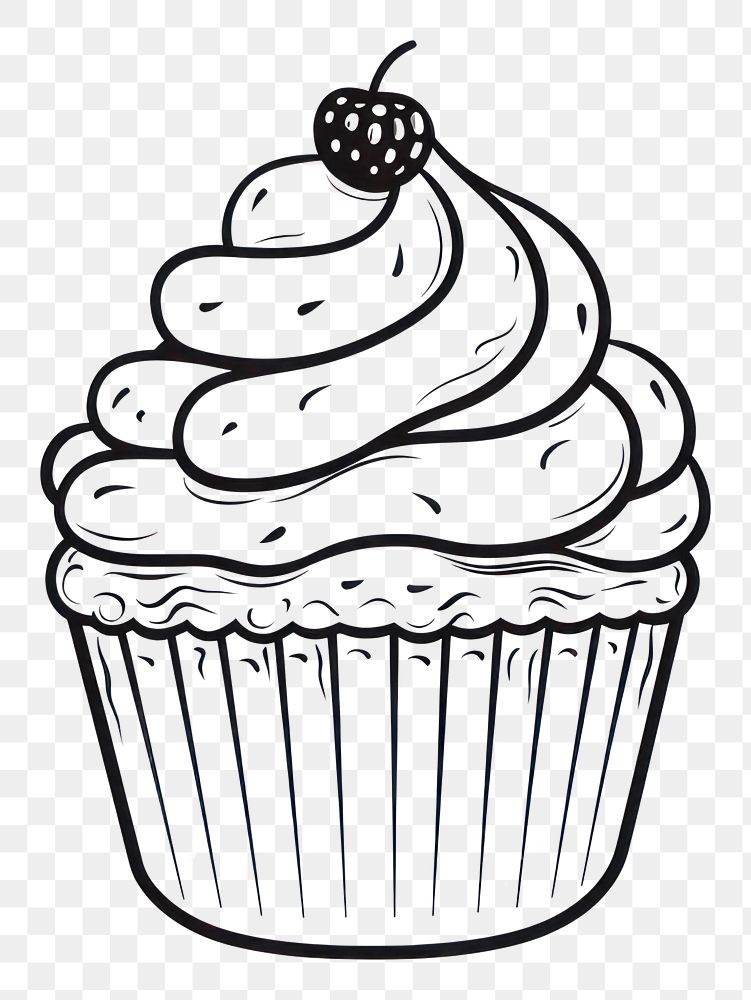 PNG Cupcake dessert sketch cream.