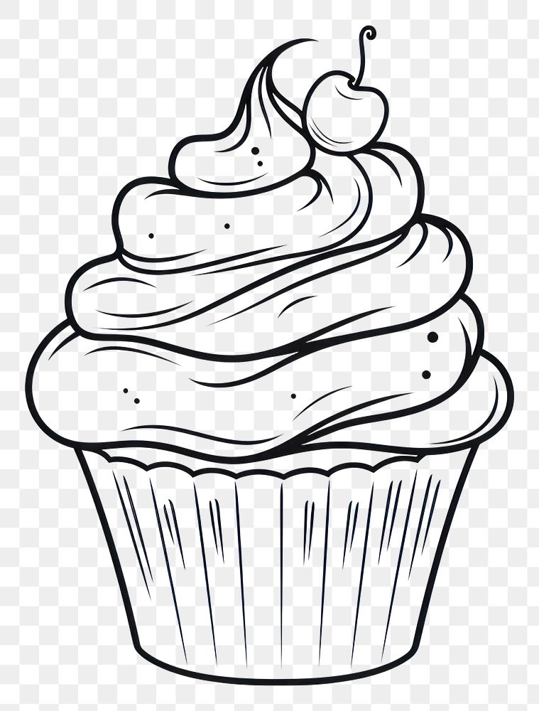 PNG Cupcake dessert sketch cream.
