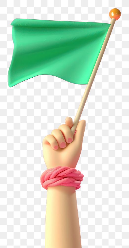 PNG Girl hand holding a green flag celebration patriotism success.