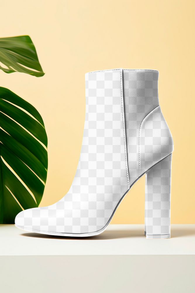 High heel chelsea boots png product mockup, transparent design